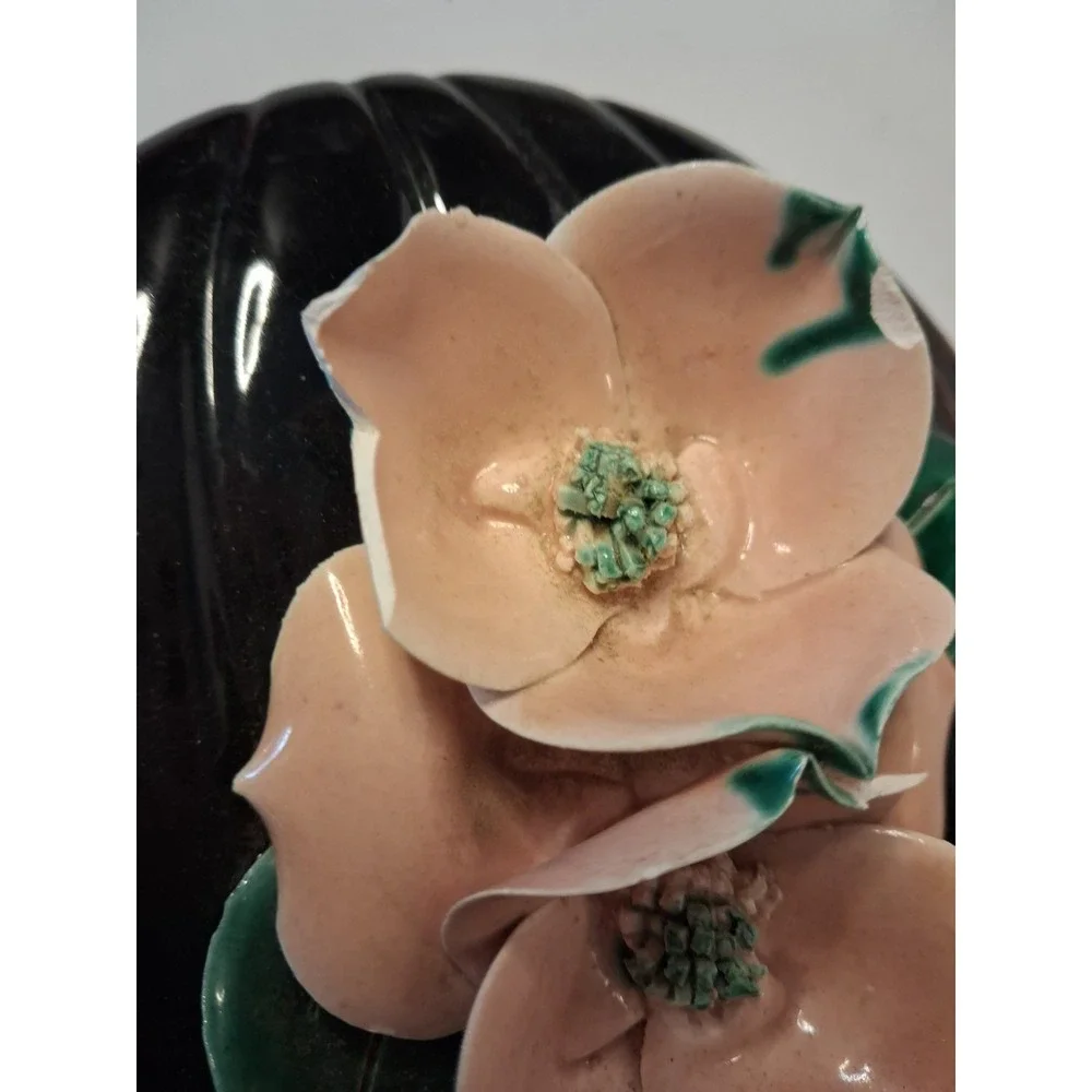 Vintage Mid-Century California Pottery Magnolia Ceramic Trinket Box 4